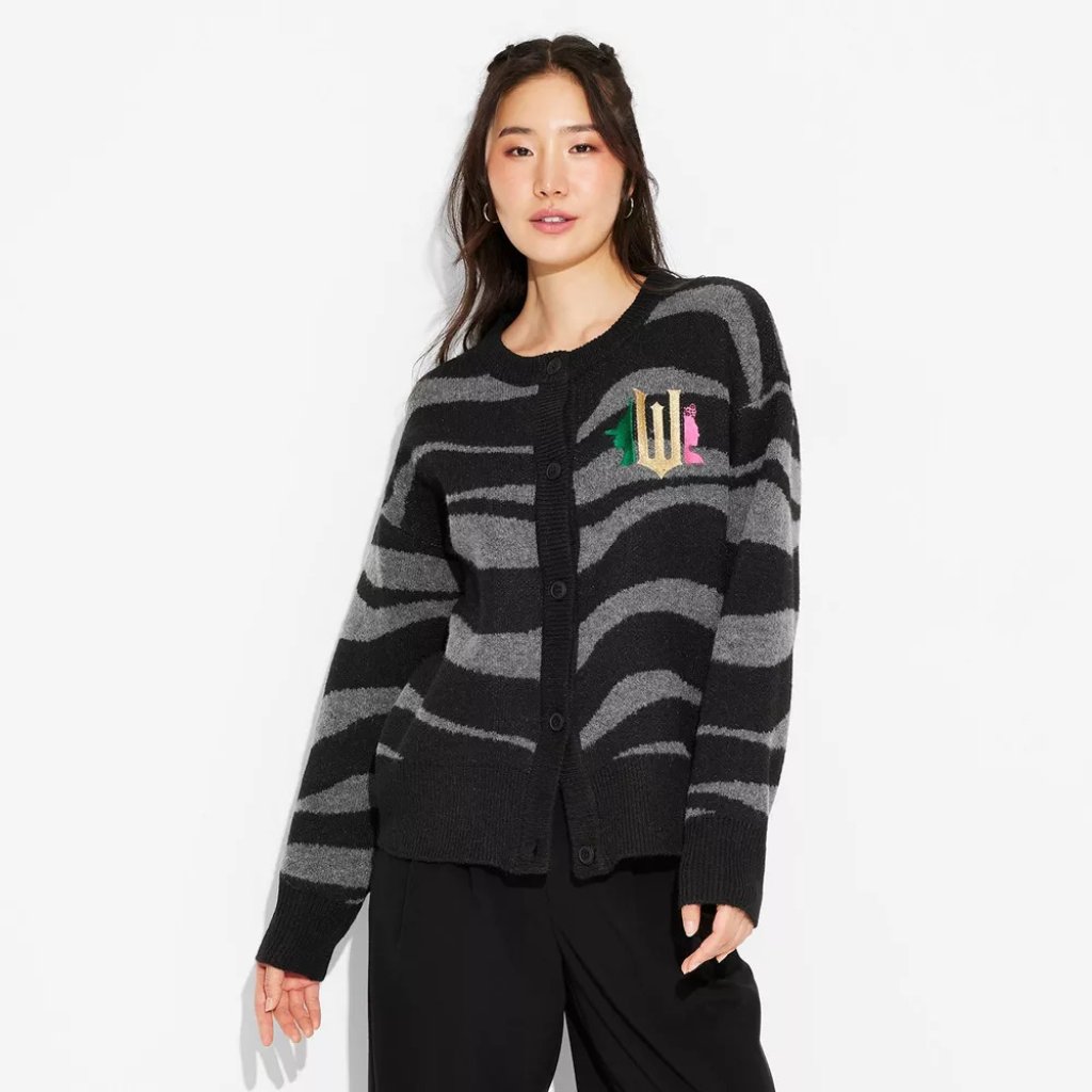Wicked Cardigan Sweater Paul Tazewell Black Gray Graphic Stripe Target Large